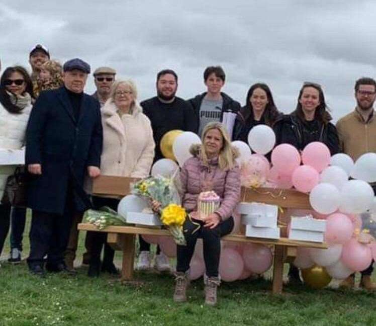 Friends and relatives of Sittingbourne teenager Ellie Paine at the new memorial bench in Milton Creek Country Park
