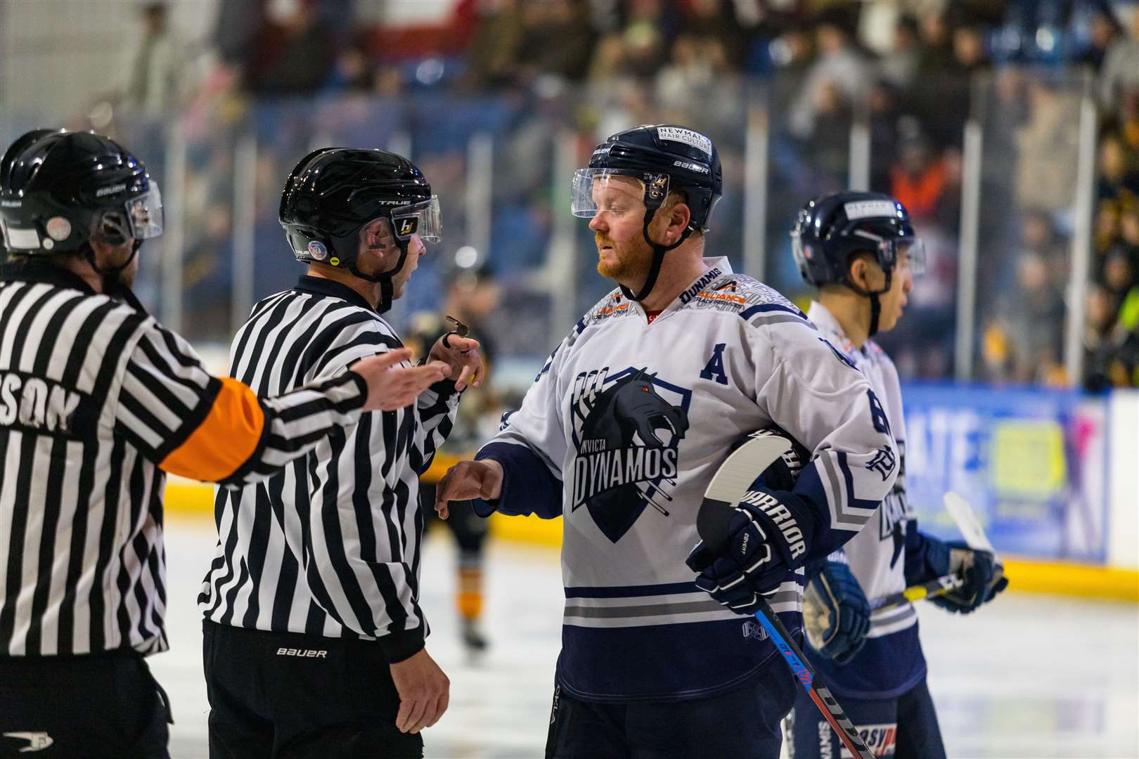 Aaran Strawson chats to the officials Picture: David Trevallion