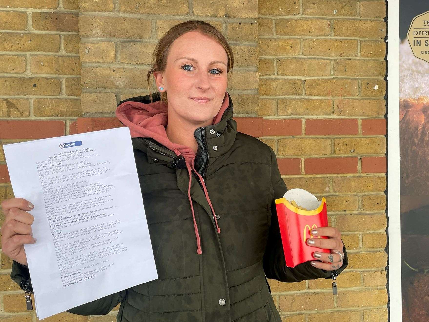 Jacqueline Clarke, from Queenborough, was fined £200 after dropping chips outside Tesco car park in Sheerness. Picture: Joe Crossley