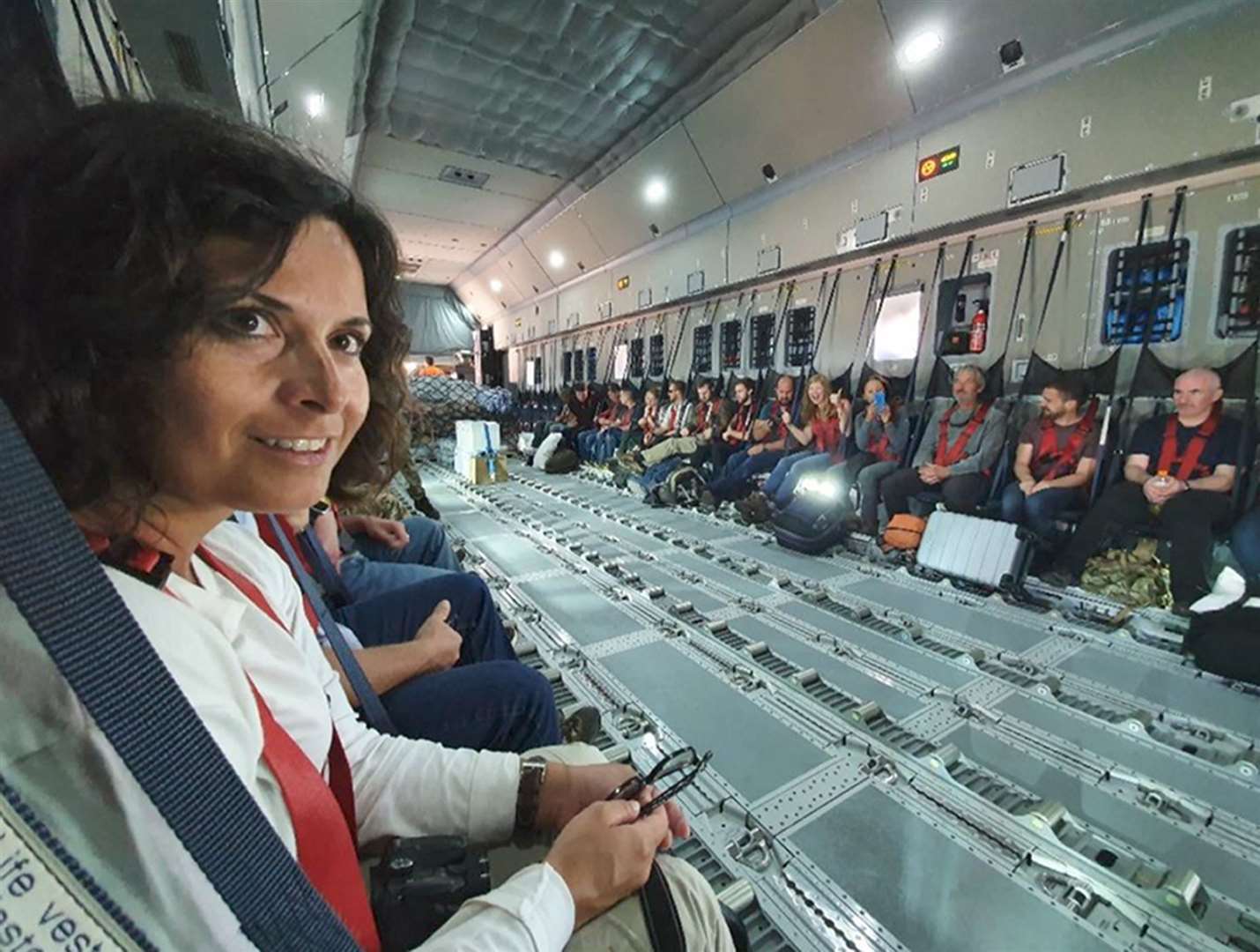 The RSPB conservationists on board the RAF A400 transport aircraft (FCO/PA)