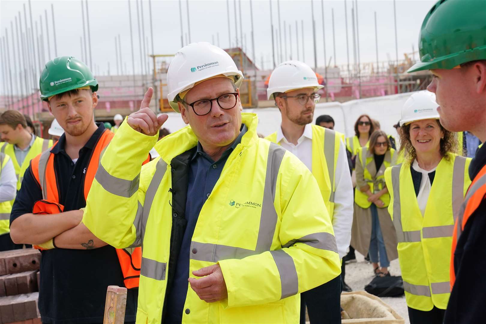 Labour leader Sir Keir Starmer visited the Persimmon Homes Germany Beck site in York (Stefan Rousseau/PA)