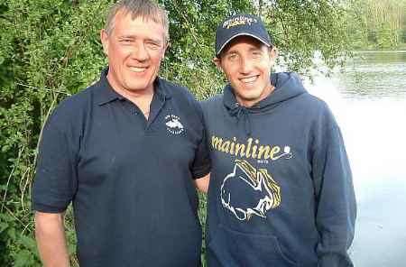 Fisheries manager Chris Logsdon, left, with Lee Bowyer. Picture courtesy MID KENT WATER