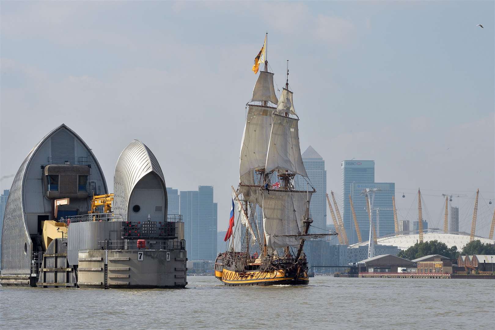 A ship goes through the Thames Barrier(John Stillwell/PA)