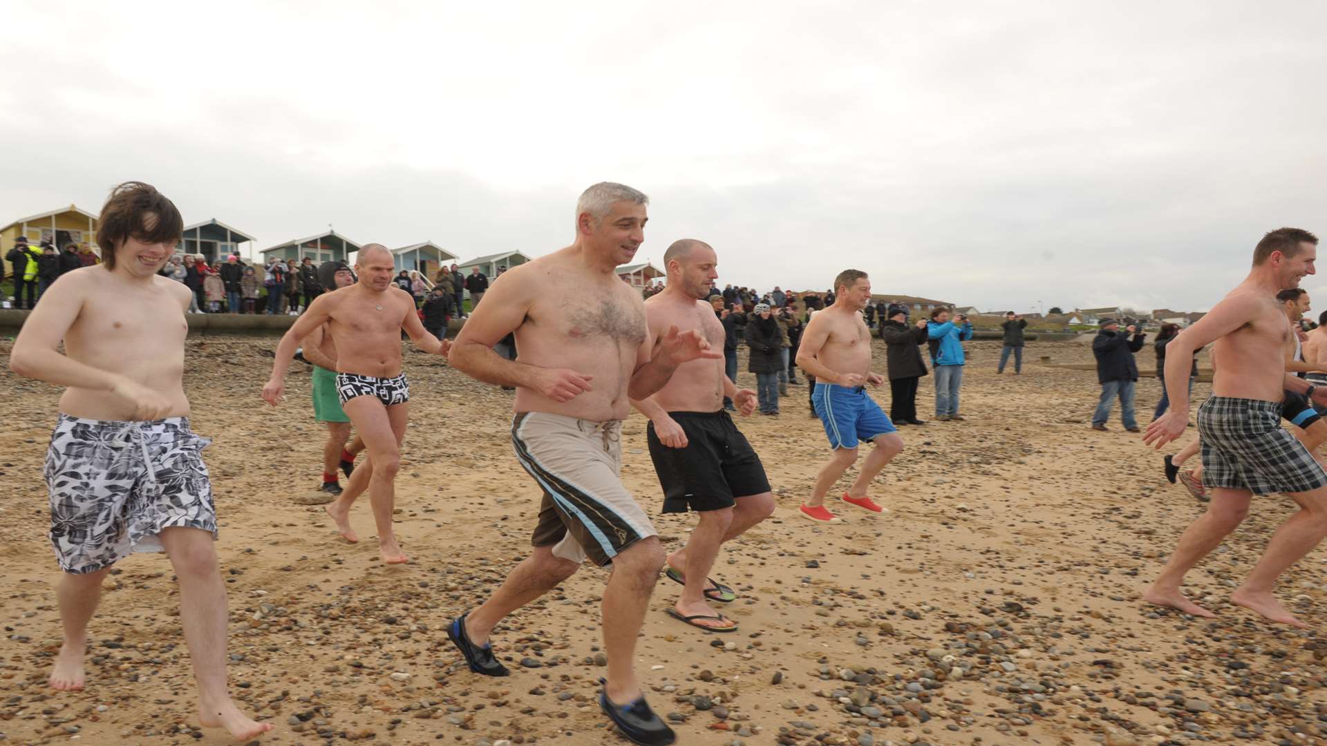 Bathers get ready to take the plunge.