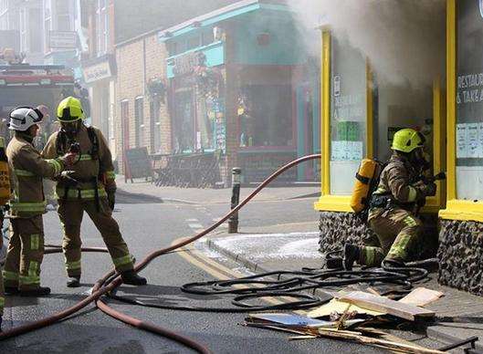 The fire at the Seafarers shop in Broadstairs. Picture: @ITWThanet