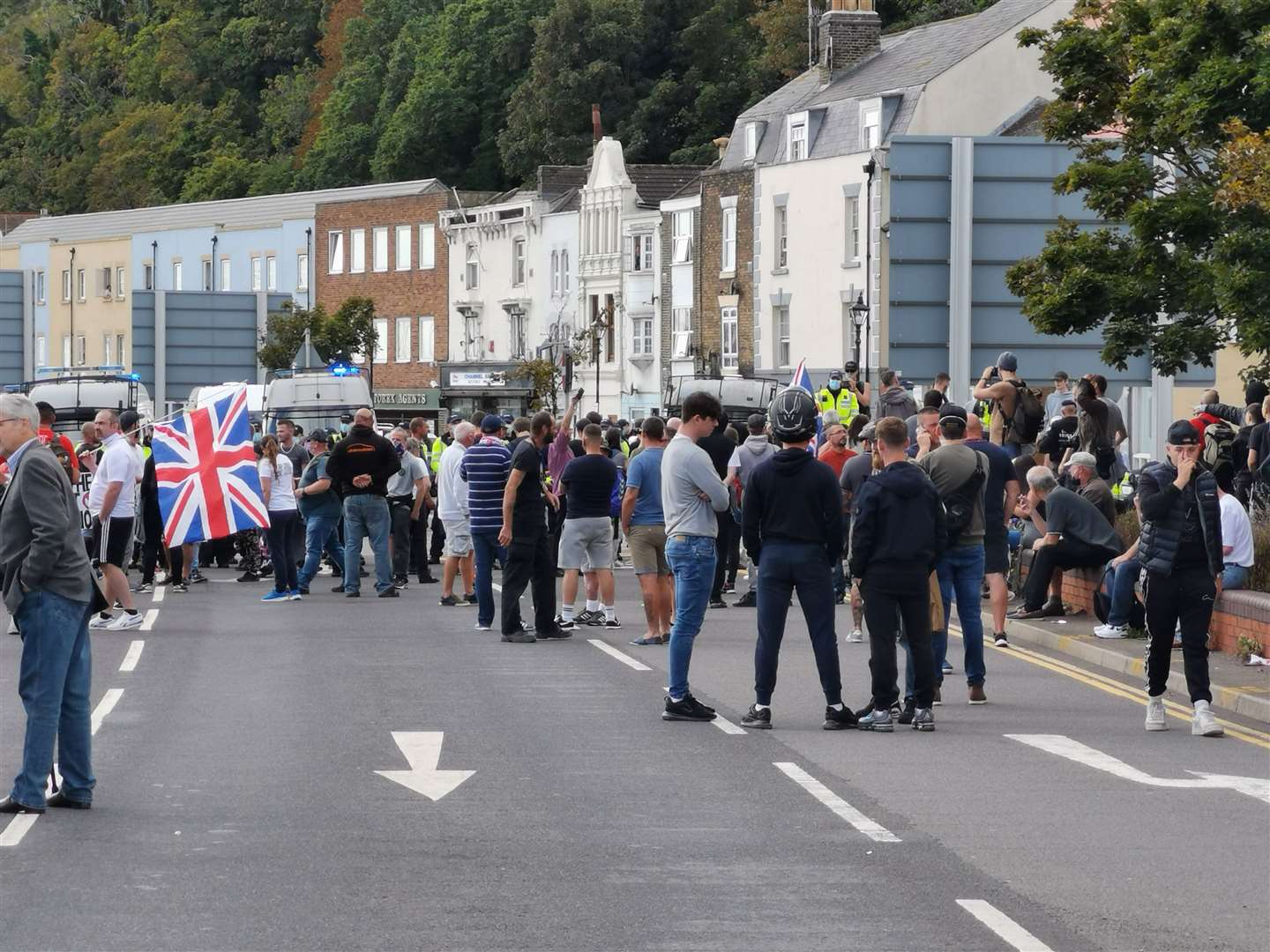 Crowds on the A20 heading towards the docks. Picture: Oliver Kemp