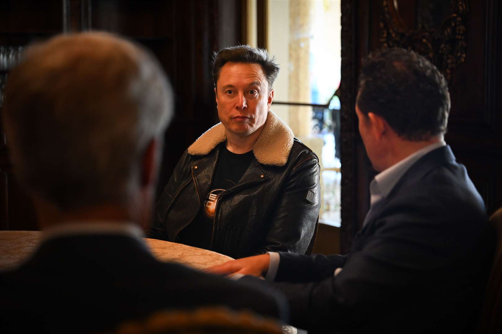 Elon Musk during the Mar-a-Lago meeting with Nigel Farage and Reform treasurer Nick Candy (Stuart Mitchell/Reform UK/PA)