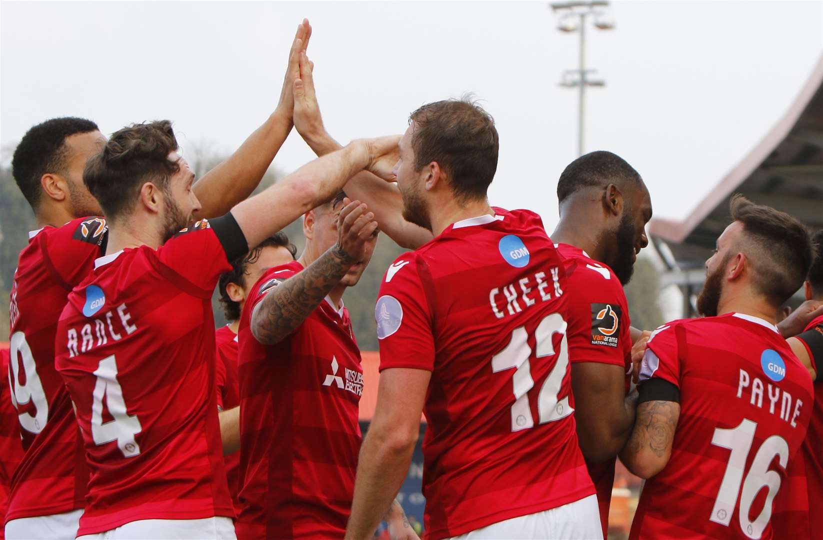 Ebbsfleet celebrate scoring against Wrexham on Saturday. Picture: Andy Jones