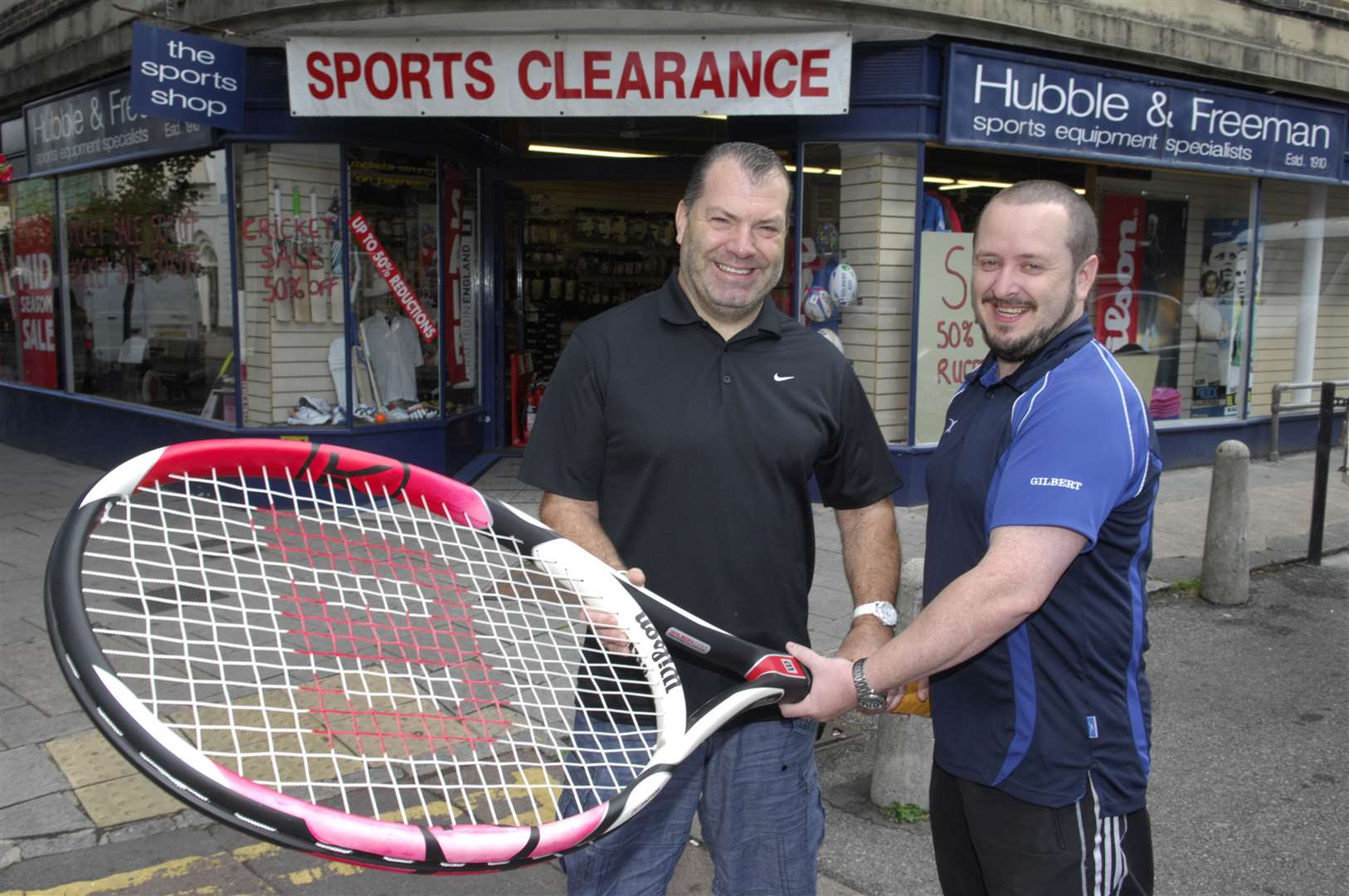 Manager Clive Franklin and Stuart Leeson outside Hubble and Freeman after it was announced the shop was closing