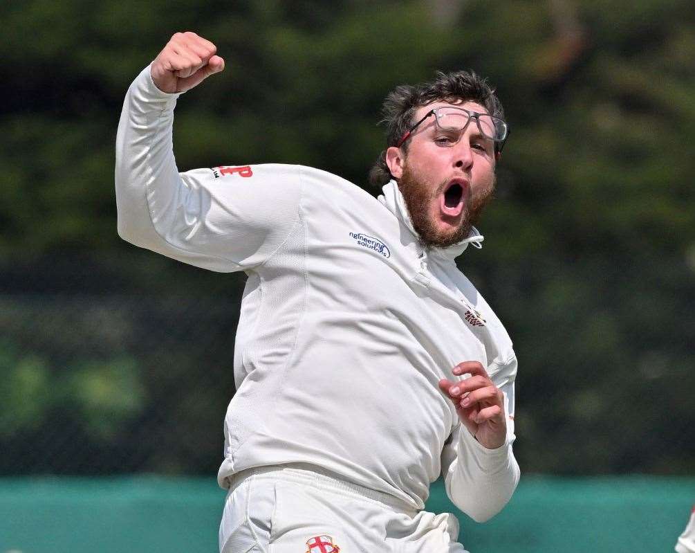 Kai Appleby - blasted a swash-buckling 101 from 50 balls during Minster’s top-of-the-table Kent League Premier Division 101-run win against Hayes on Saturday. Picture: Keith Gillard