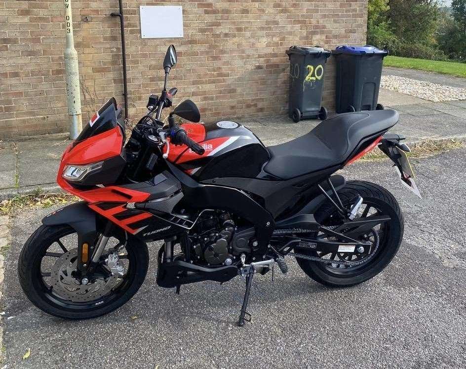 The Aprilla Tuono 125 stolen from High Dewar Road in Rainham