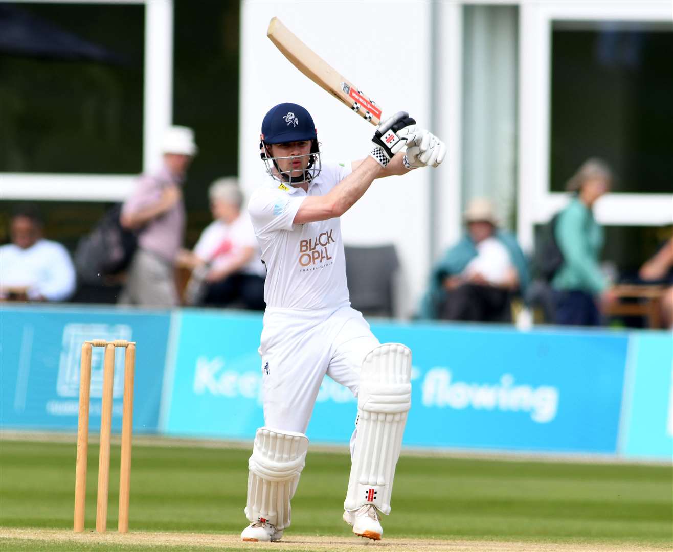 Kent's Marcus O'Riordan brought up his maiden first-class ton at the end of the game. Picture: Barry Goodwin