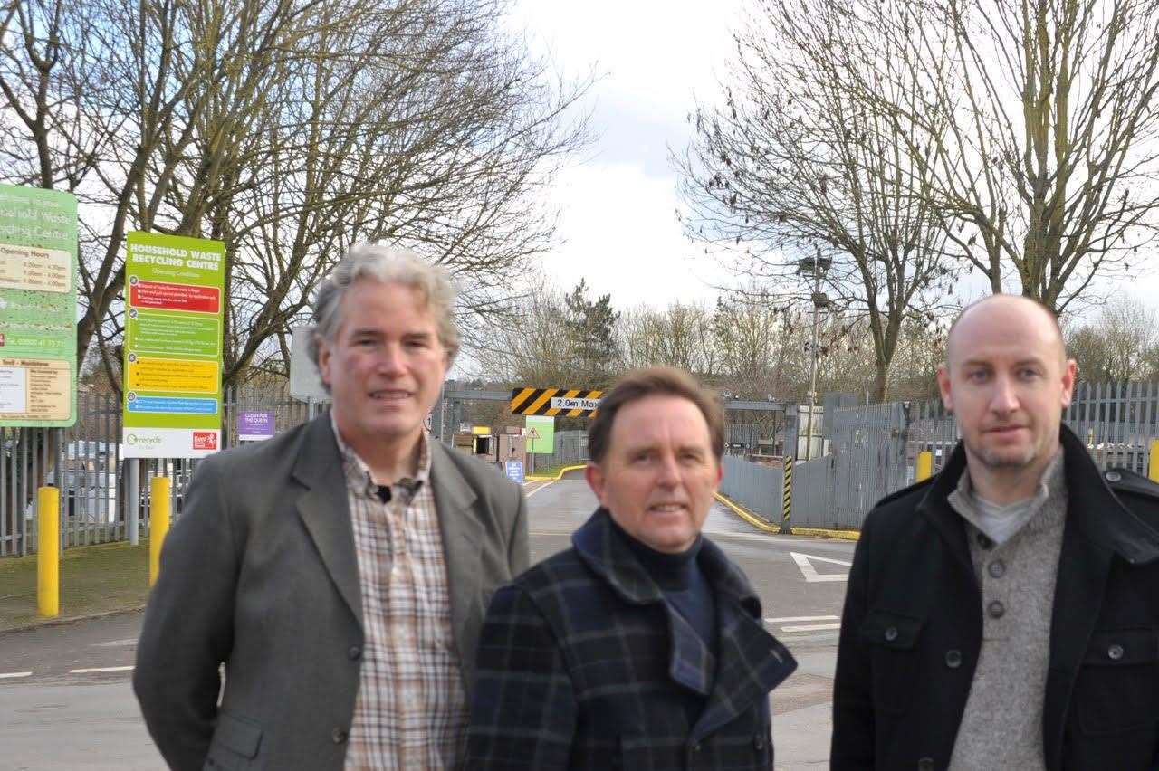 The news has been welcomed by South Ward councillors Brian Clark, Derek Mortimer and Paul Wilby, seen here if front of Tovil tip