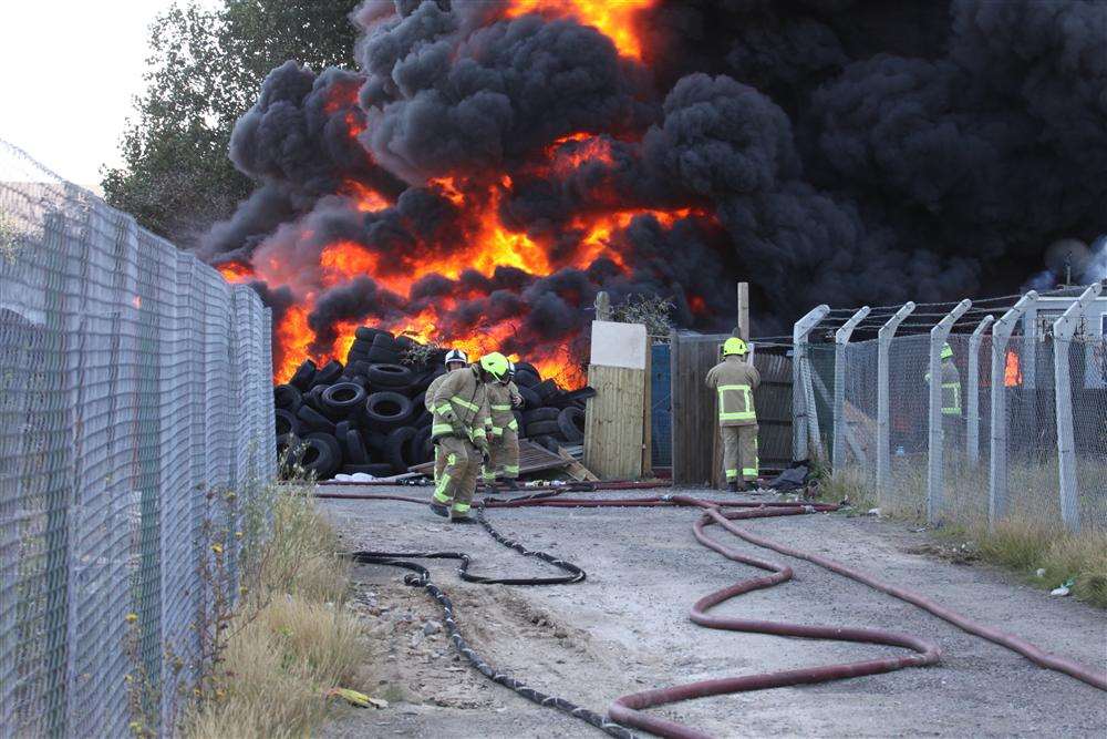 Huge fire in Canal Road, Gravesend. Picture: Phil Tobin