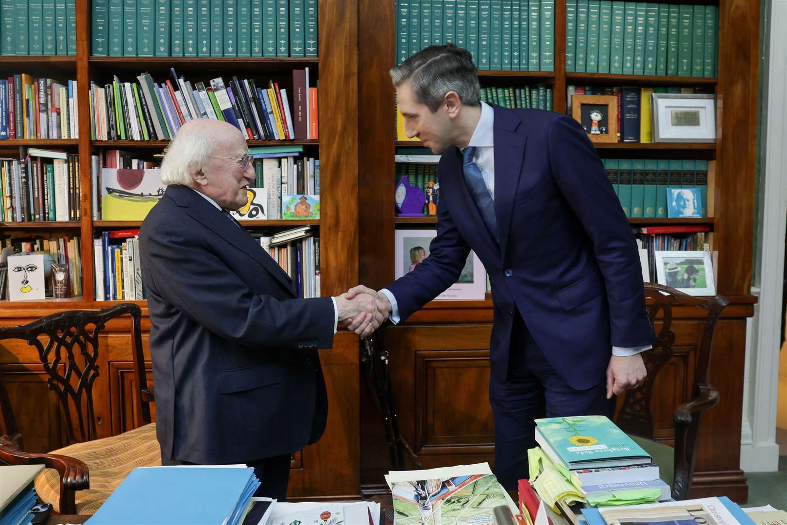 Simon Harris formally tendered his resignation to President Michael D Higgins (Maxwells/PA)