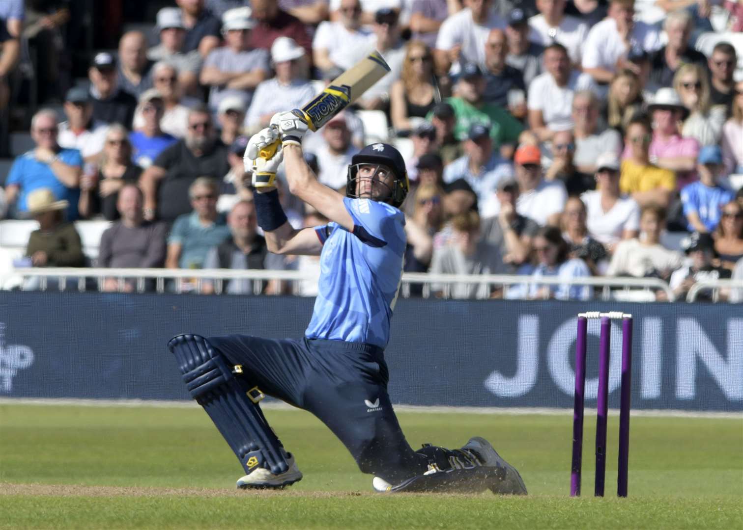 Alex Blake goes big on his way to 38 in 32 balls. Picture: Barry Goodwin