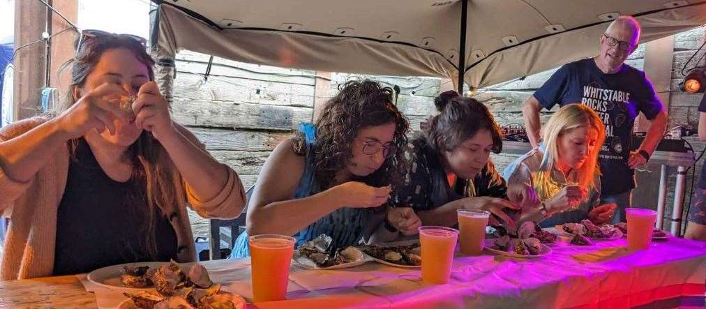 A strong stomach is needed to take on the oyster-eating challenge at the Whitstable Rocks Oyster Festival