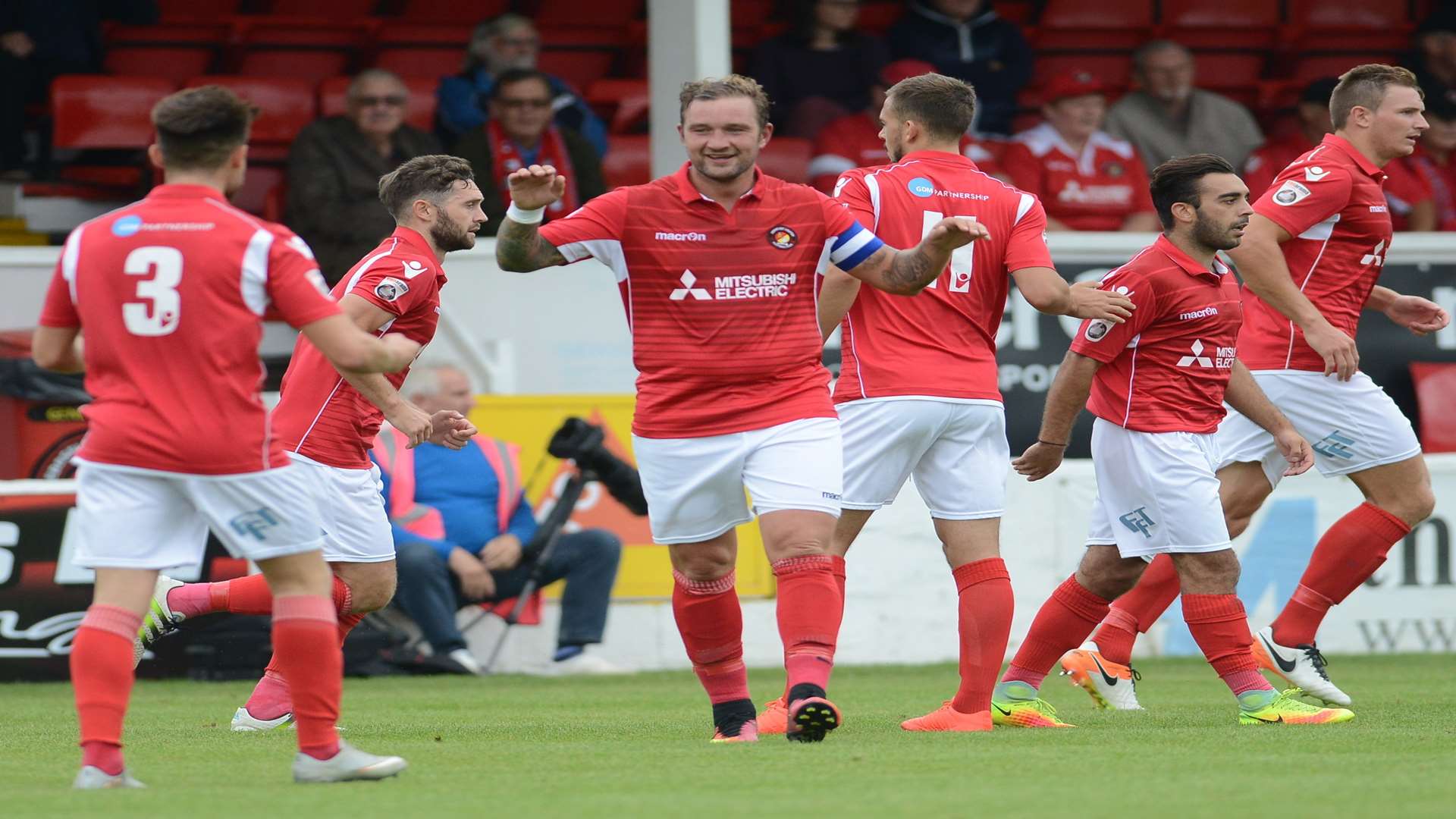 Danny Kedwell celebrates a goal for Ebbsfleet last season Picture: Gary Browne