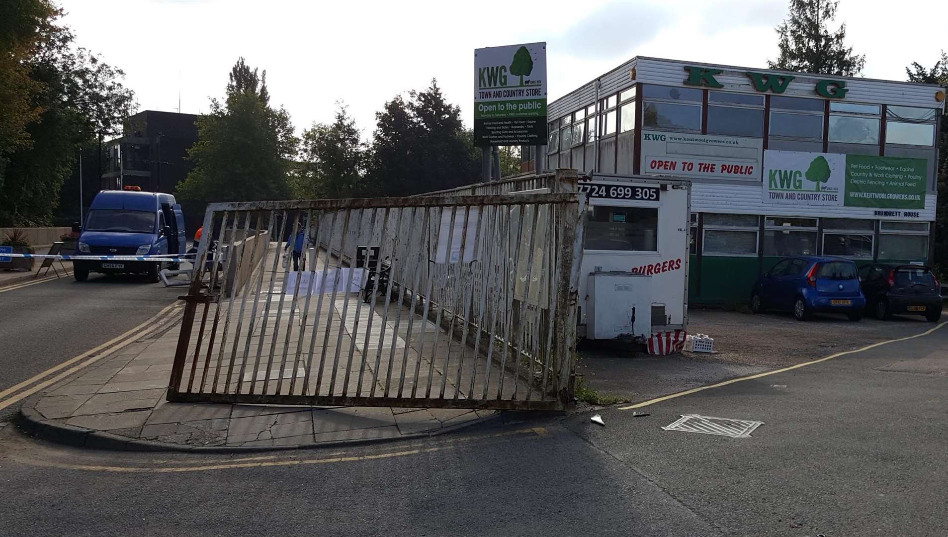 The lorry smashed through gates at Kent Wool Growers