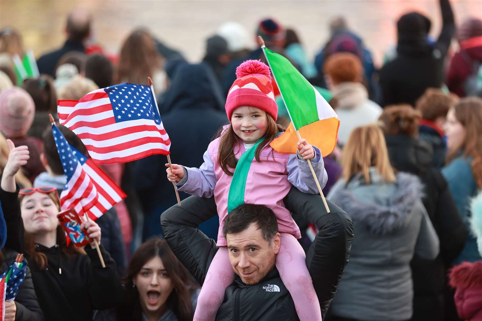 People at a concert before US president Joe Biden’s speech in Ballina (Liam McBurney/PA)