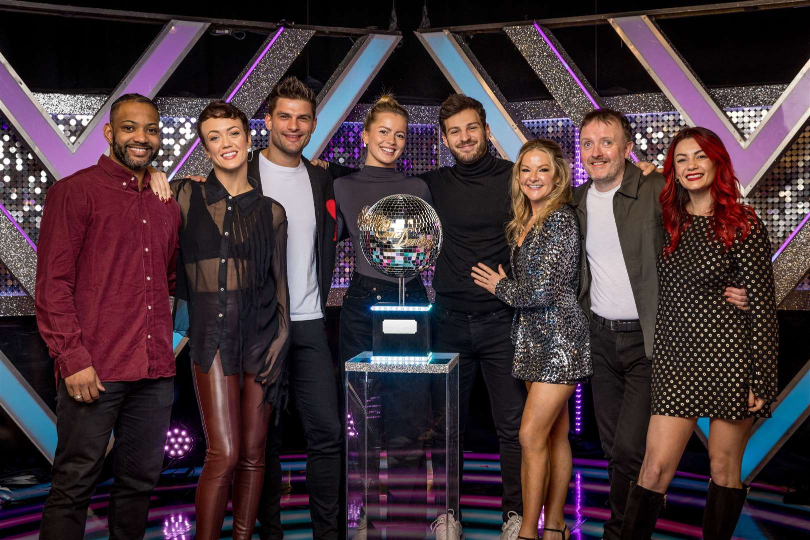 Strictly Come Dancing 2024 finalists JB Gill and Lauren Oakley, Aljaz Skorjanec and Tasha Ghouri, Vito Coppola and Sarah Hadland, Chris McCausland and Dianne Buswell (Guy Levy/BBC)