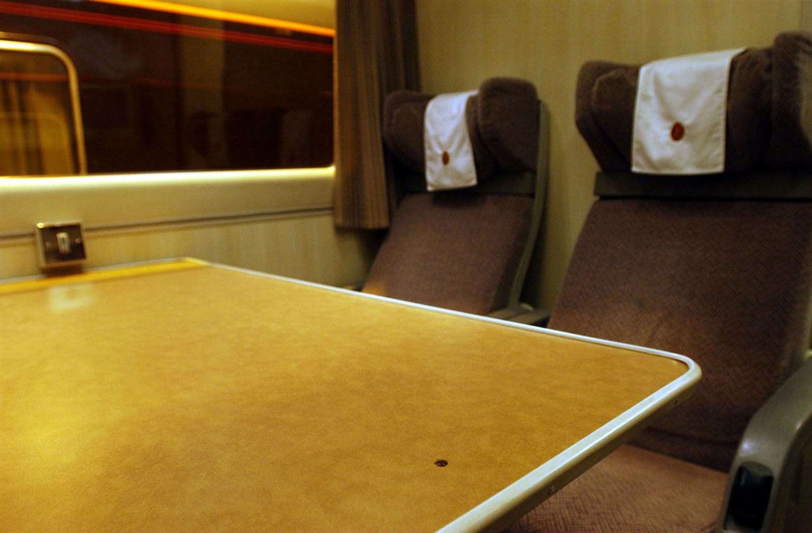 The bullet hole on the table in the staff dining car (Matthew Fearn/PA)