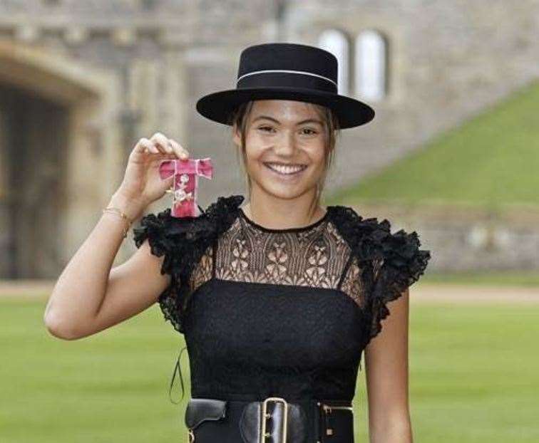 Orpington-born tennis star, Emma Raducanu, received her MBE at a ceremony at Windsor Castle, where she met with King Charles III. Picture: Andrew Matthews/PA