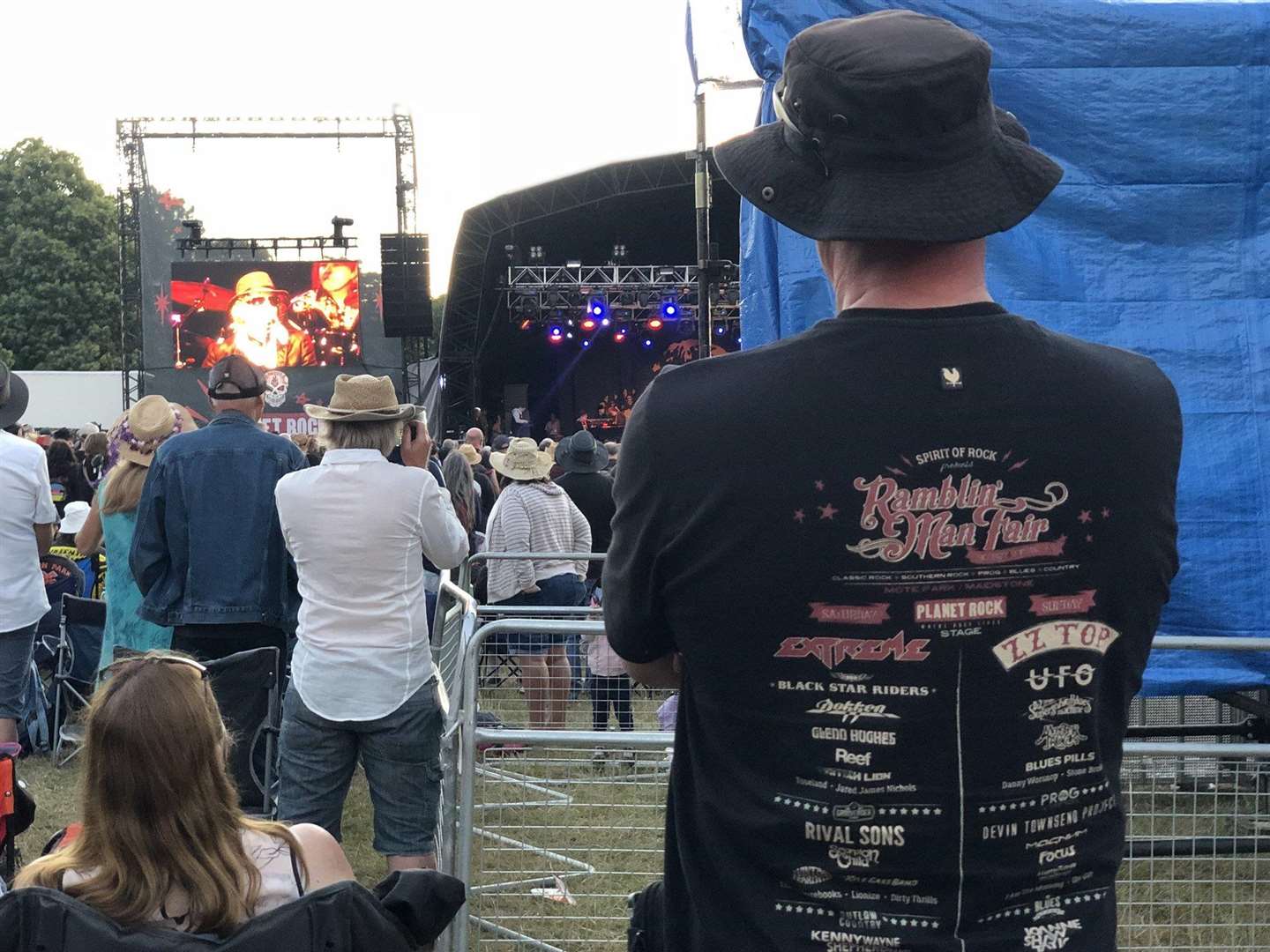 Mott The Hoople, in the distance, at the Ramblin Man Fair, Maidstone on Saturday. Picture: Poppy Jeffery (2803722)