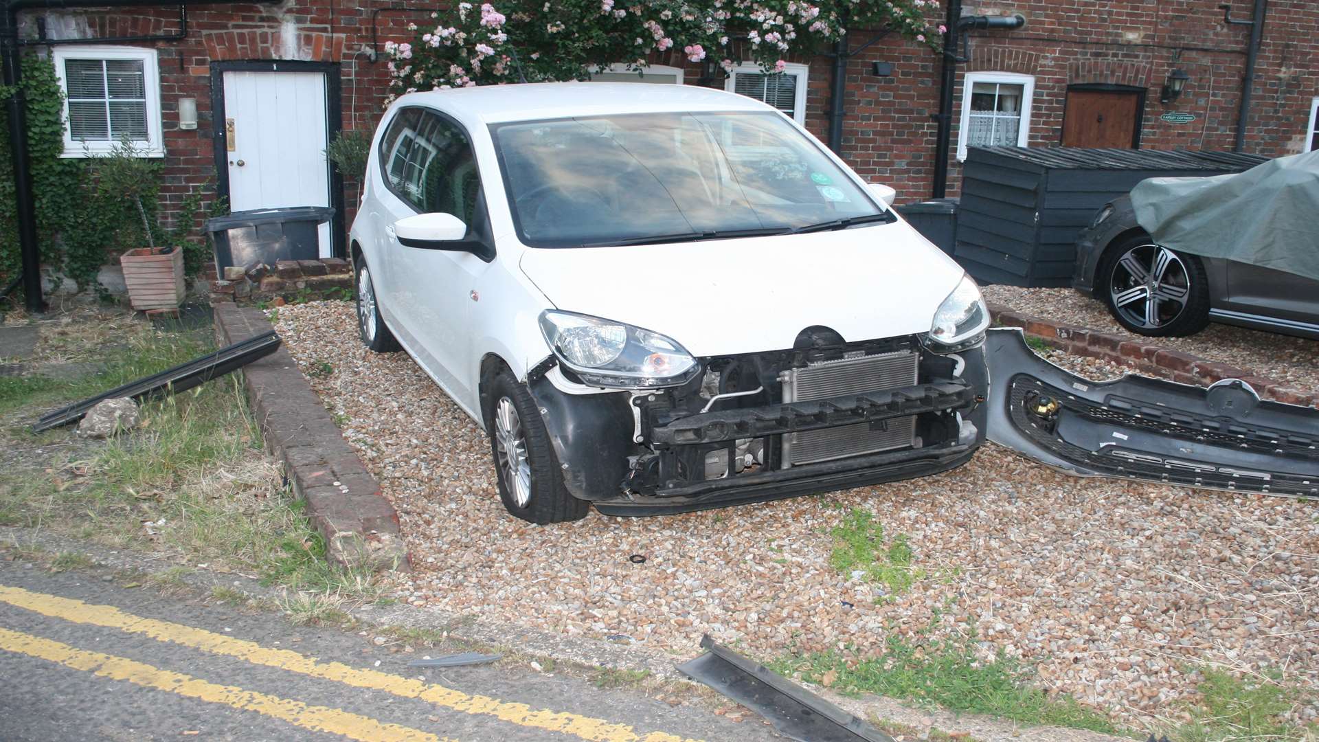 A parked vehicle near the Chartham crossing was also damaged. Photo: Neil Webber