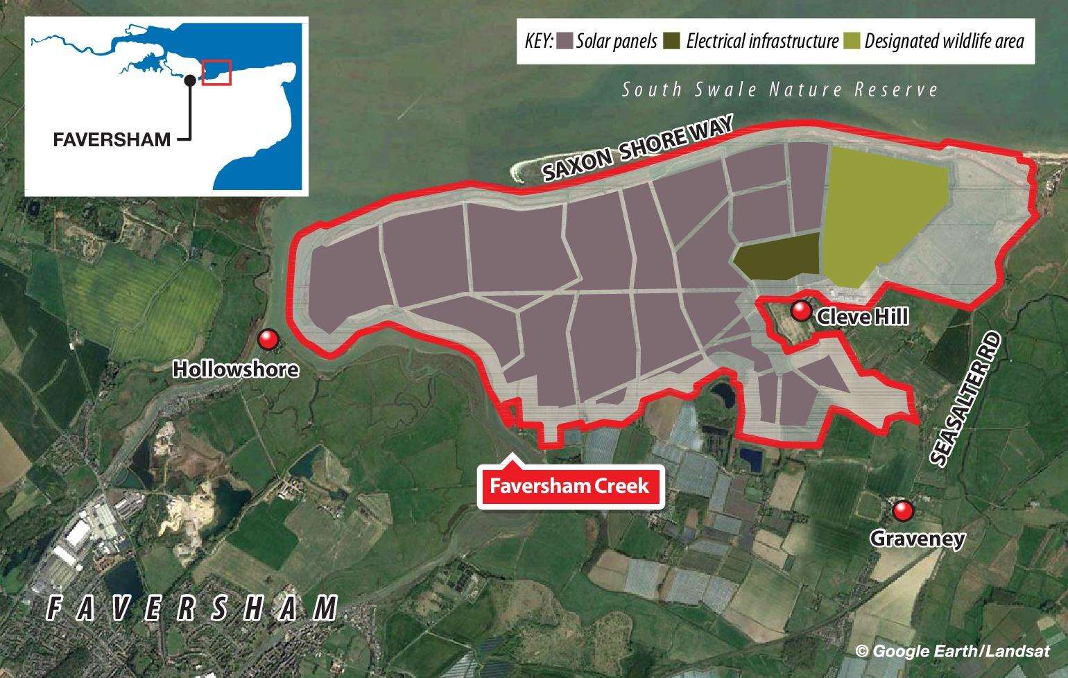 Proposed site for Cleve Hill Solar Farm at Graveney