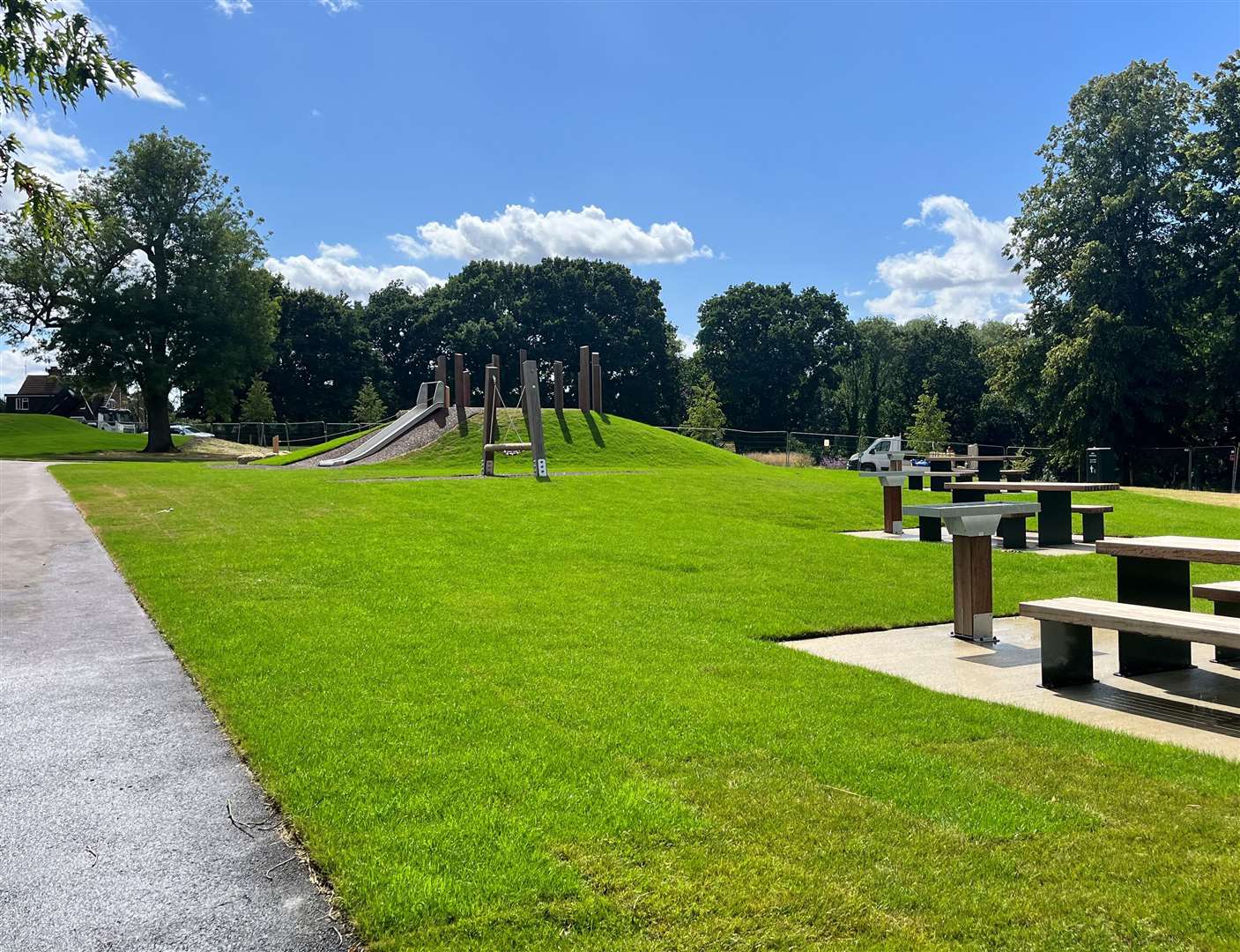 There is new seating as well as a zipwire, slide, swings and more in the play area