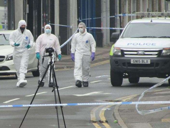 Forensics outside Century Club. Picture: David Cleggett