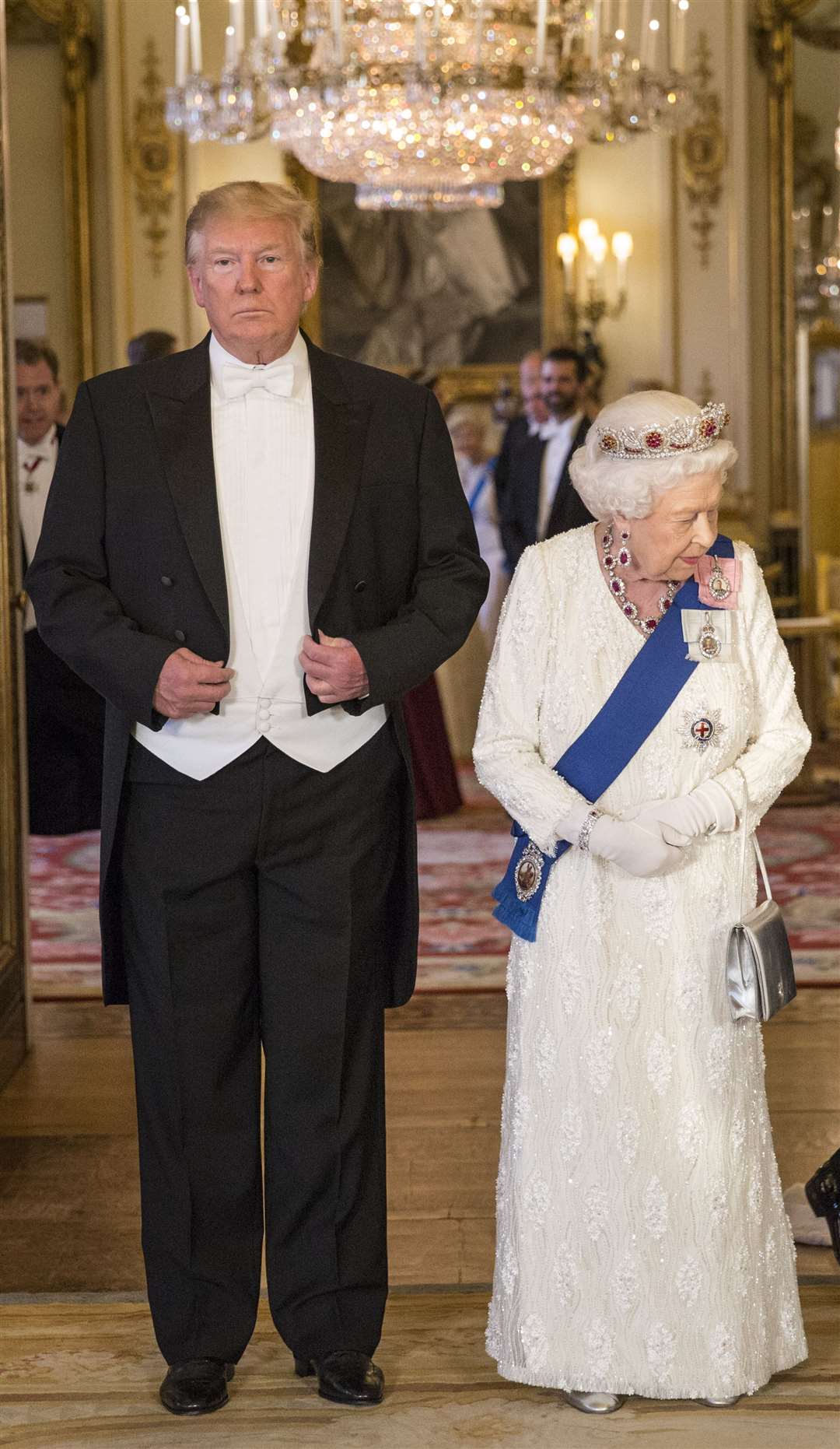 Donald Trump and the late Queen Elizabeth II at the state banquet at Buckingham Palace (Jeff Gilbert/Daily Telegraph/PA)