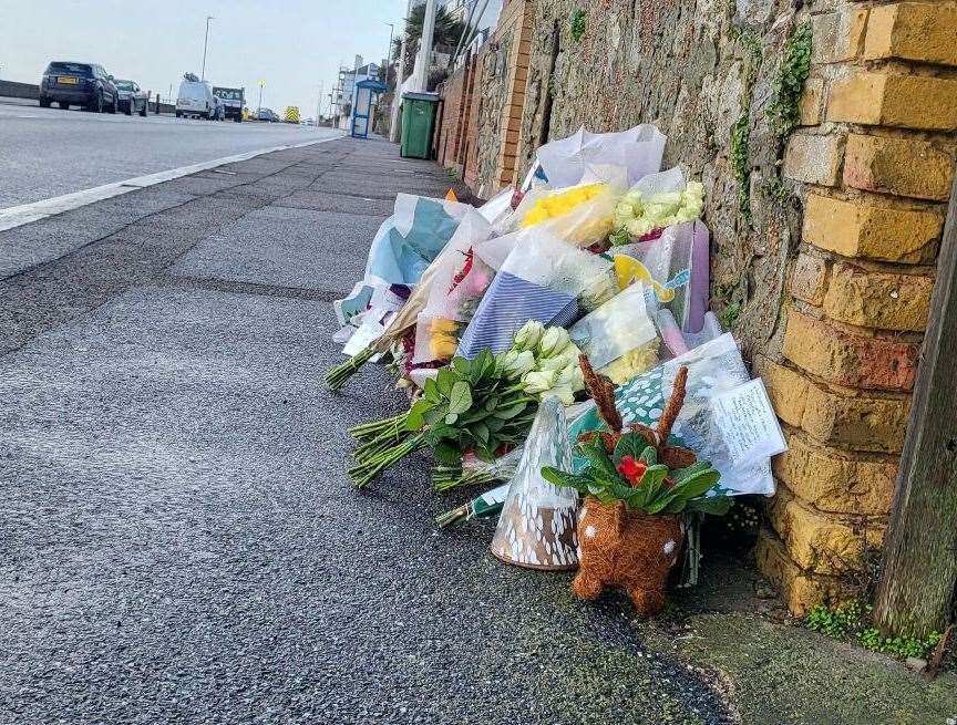 Floral tributes outside William Brown's home in Sandgate Esplanade, after he was killed in a suspected hit-and-run on December 6.