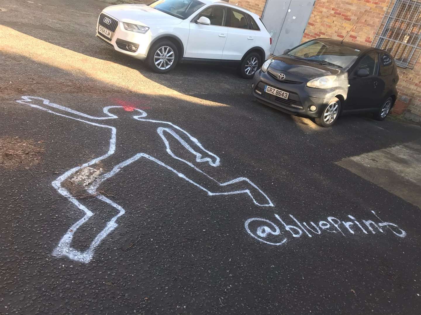 Graffiti resembling a 'dead body' outline of a crime scene have appeared across Faversham. Picture: RJ Newman