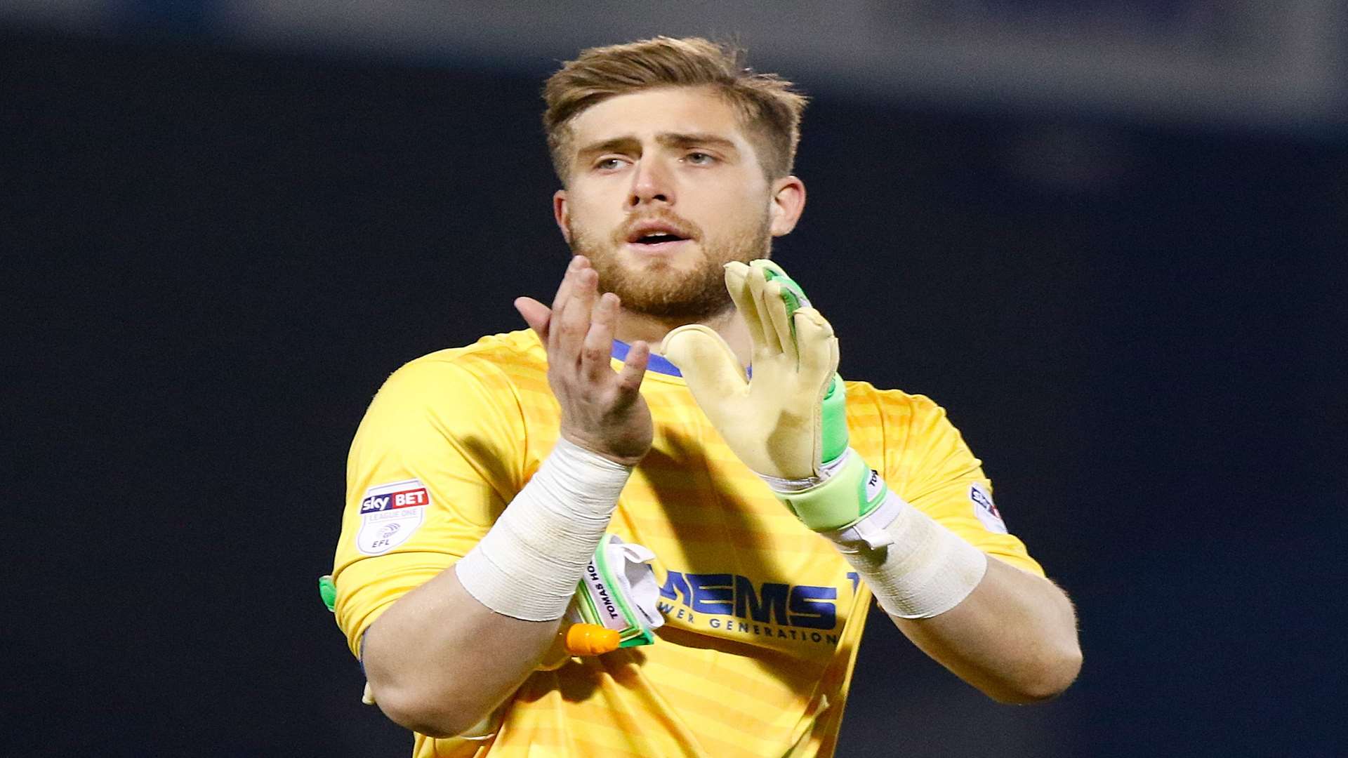 Tomas Holy thanks the home fans after the final whistle. Picture: Andy Jones