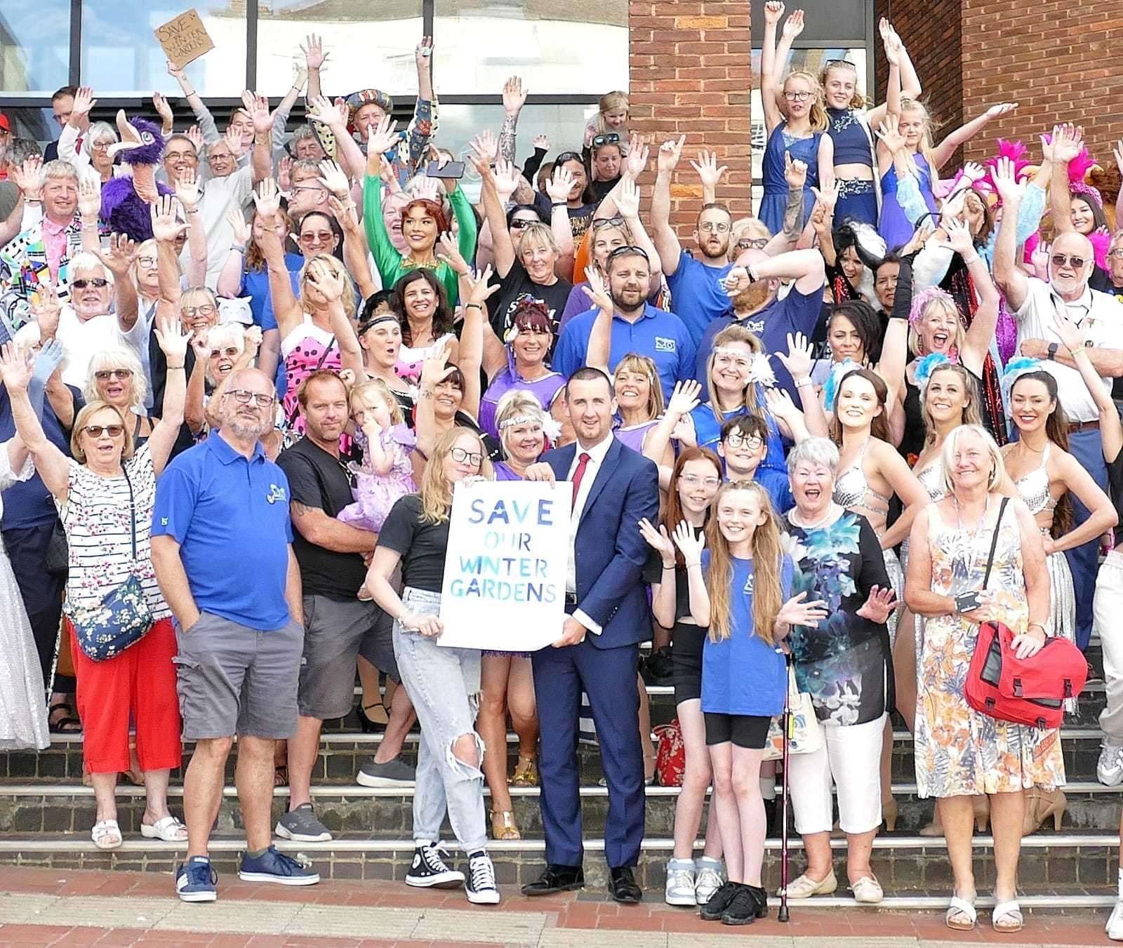 Protest outside Thanet District Council's offices over Margate Winter Gardens' future. Picture: Frank Leppard