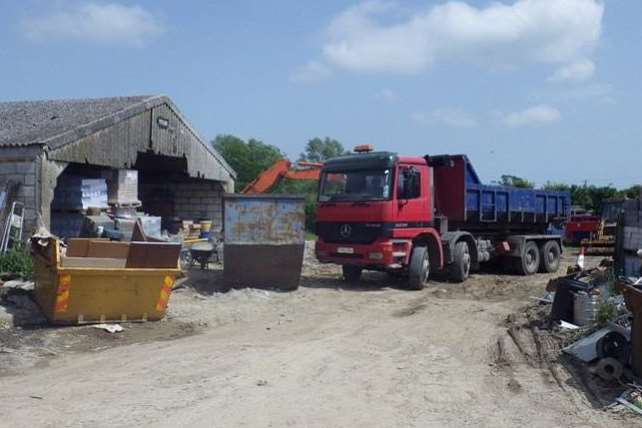 The illegal waste site being operated by Richard Butler in Goldwell Lane, Aldington