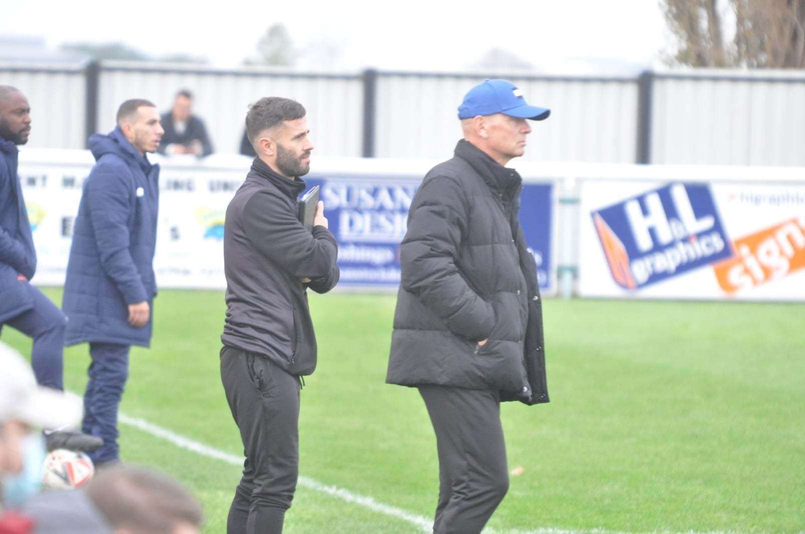 Marcel Nimani on the touchline for Sheppeyt United Picture: Paul Owen Richards