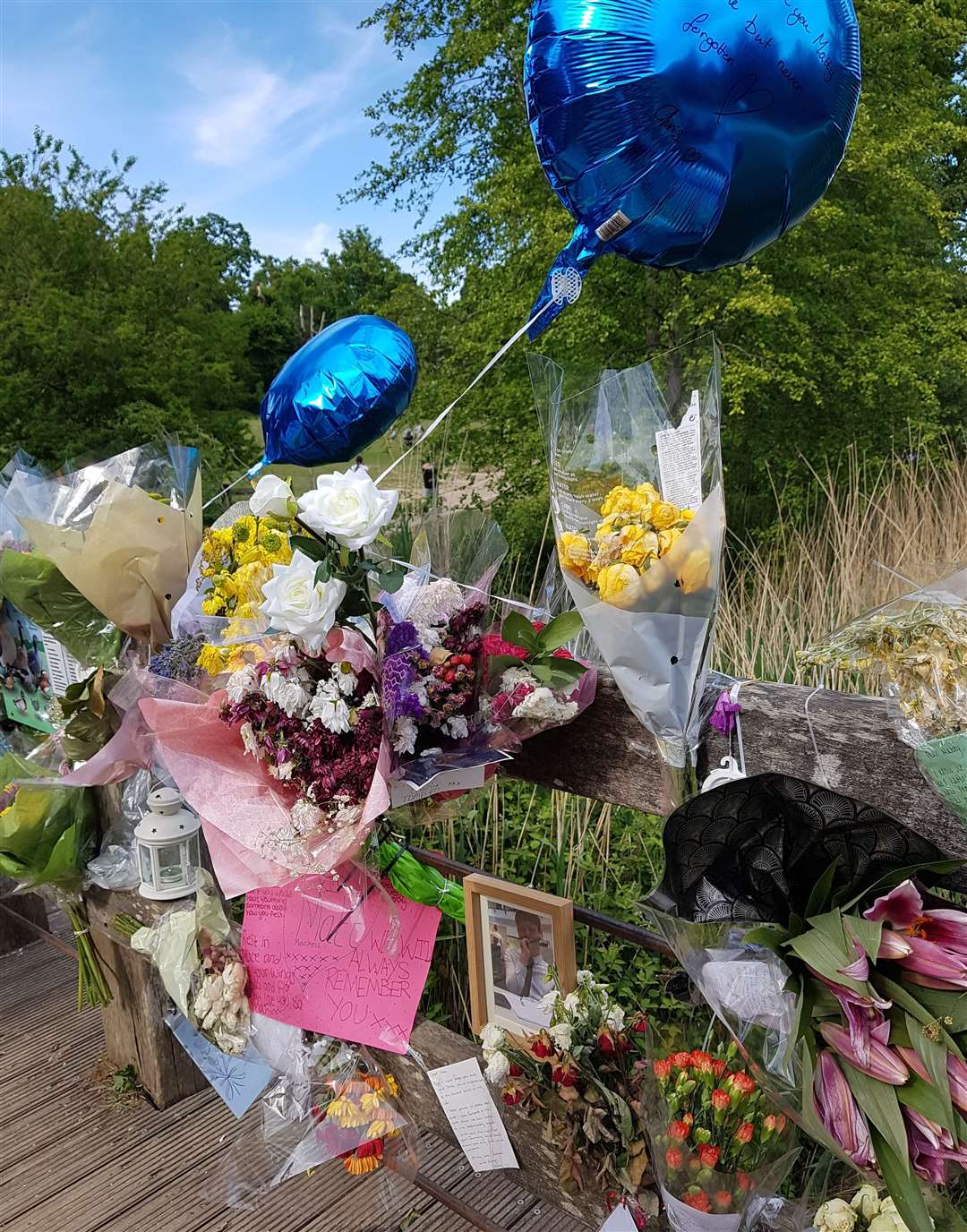 Flowers and messages were left in Dunorlan Park in Matthew's memory