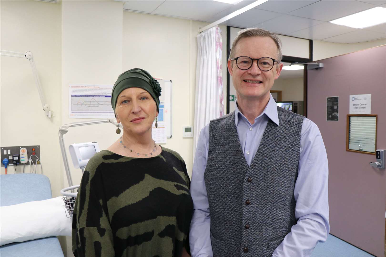 Jennifer Robertson with Professor Russell Petty, who is leading the clinical trial in Scotland (University of Dundee/PA)