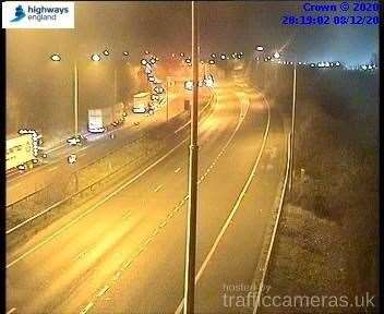 Police shut the Londonbound carriageway of the M20 following the crash