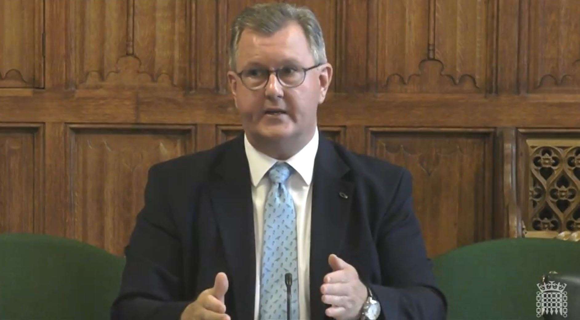 DUP leader Sir Jeffrey Donaldson was giving evidence to the Northern Ireland Affairs Committee (House of Commons/UK Parliament/PA)