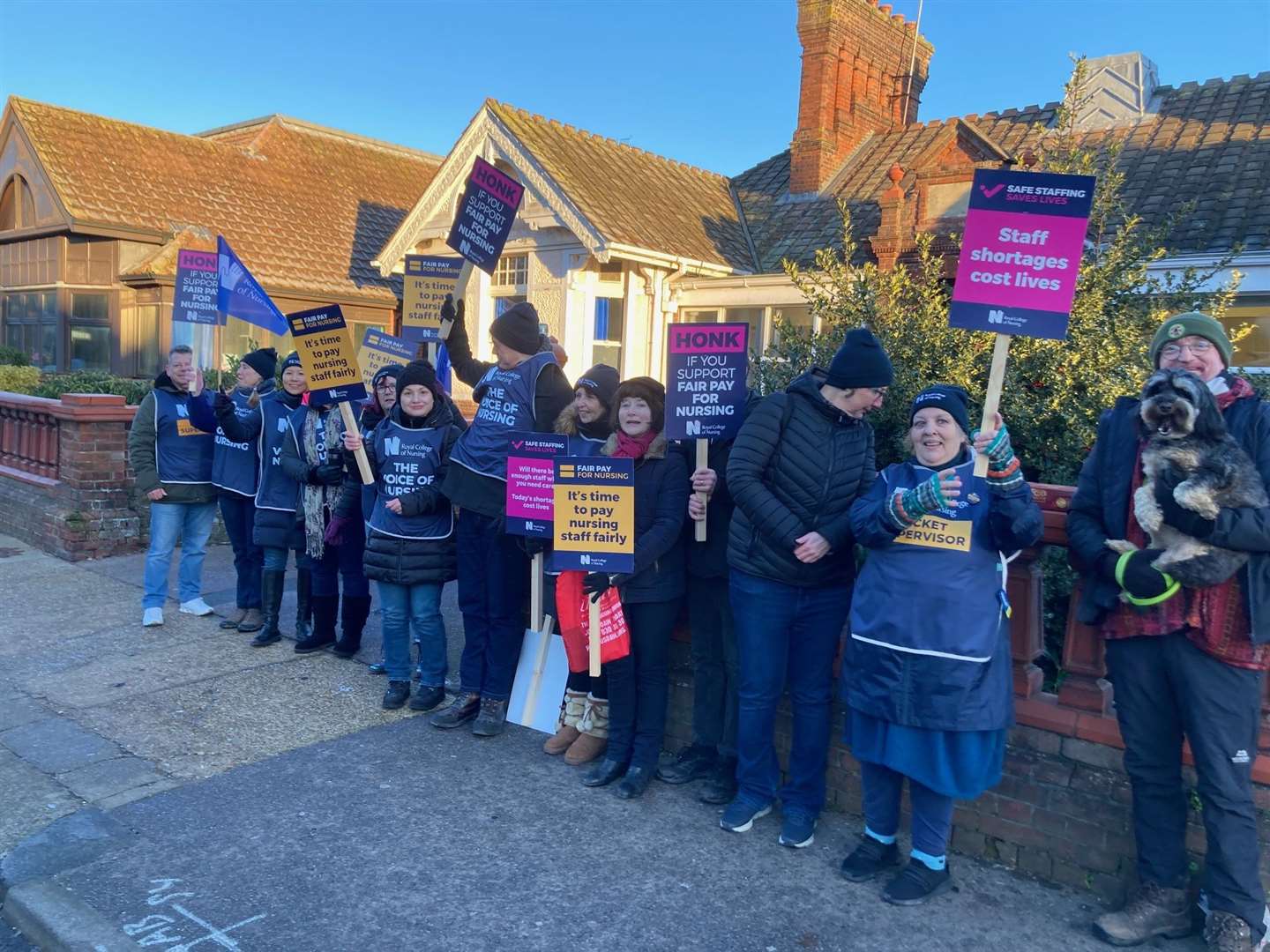 Nursing staff on strike in Faversham