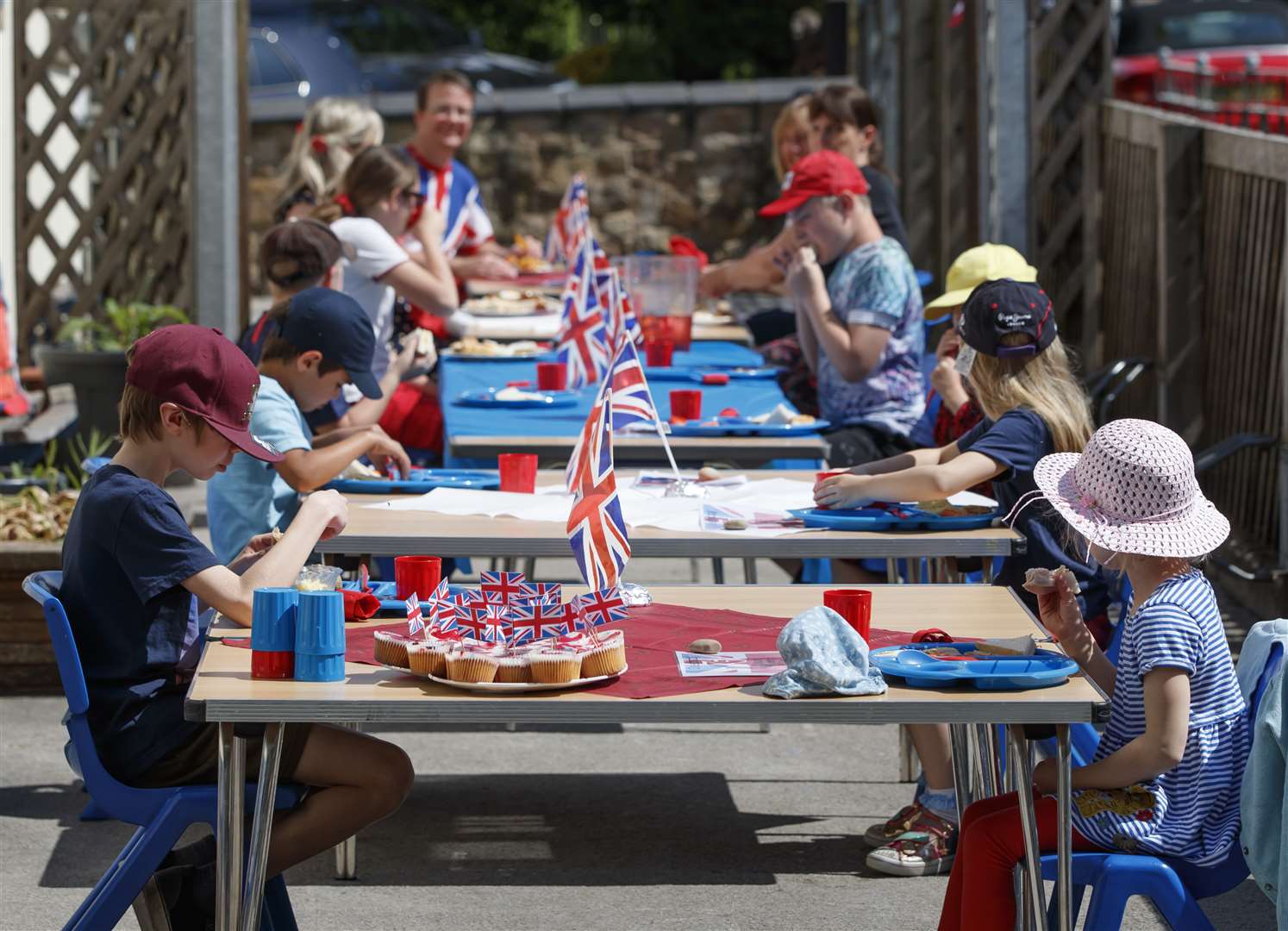 The children and staff had a tea party while adhering to social distancing guidelines (Danny Lawson/PA)