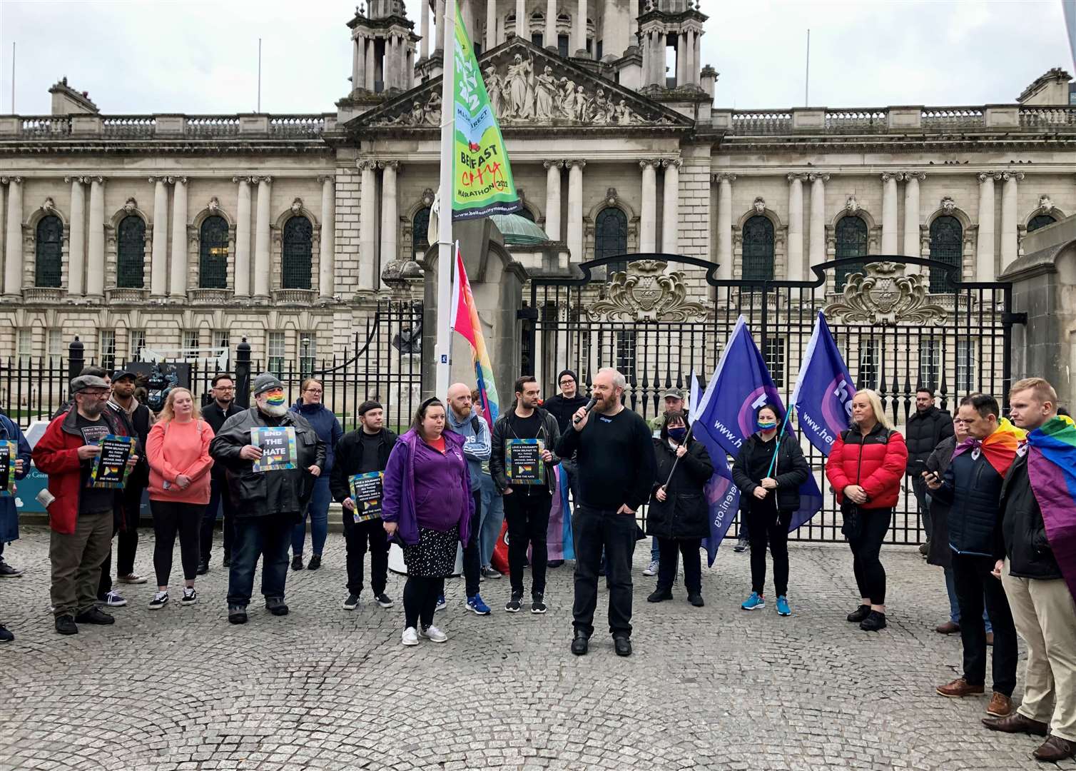 People attend a vigil outside Belfast City Hall (David Young/PA)