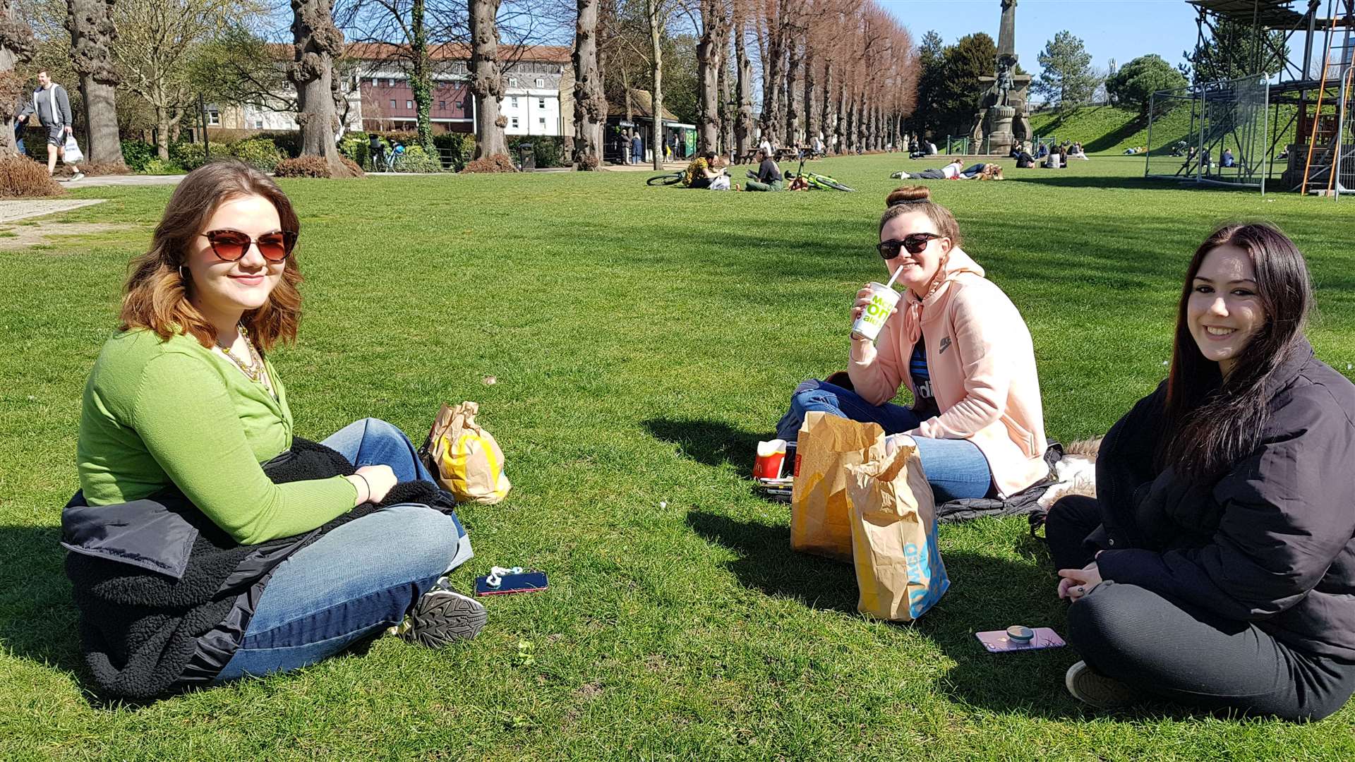 Poppy Cox, Ella Ritchie and Chloe Dilworth in Dane John Gardens, Canterbury