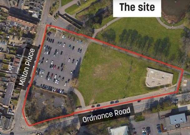 An aerial map of the site behind Gravesend promenade where the council wants to deliver new homes. Photo: Gravesham council