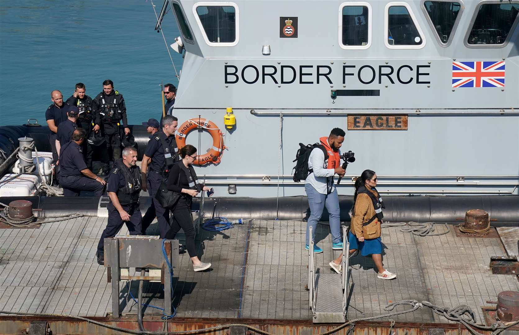 Home Secretary Priti Patel during a visit to the Border Force facility in Dover, Kent (Gareth Fuller/PA)