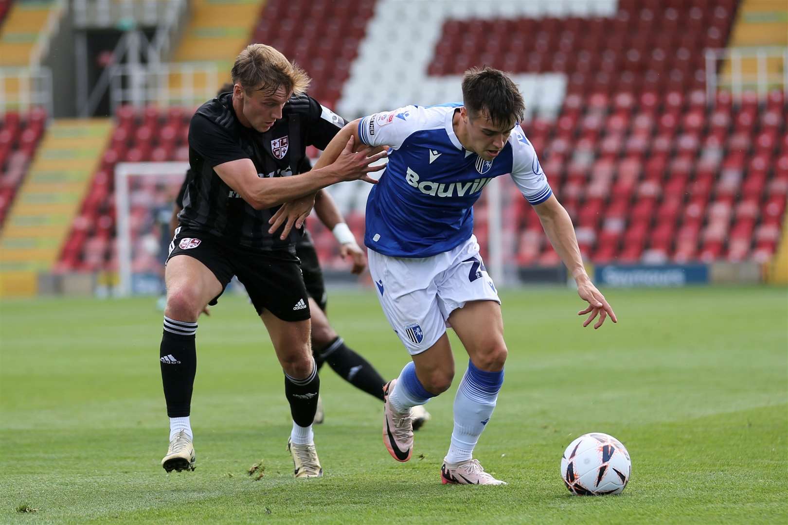 Jacob Wakeling scored Gillingham’s goal at the end of the first half, in his first appearance since signing Picture: @KPI_Julian